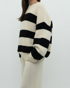 OAK + FORT Cream Striped Knit Sweater (XS-XL)