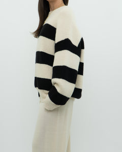 OAK + FORT Cream Striped Knit Sweater (XS-XL)