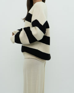 OAK + FORT Cream Striped Knit Sweater (XS-XL)