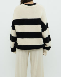 OAK + FORT Cream Striped Knit Sweater (XS-XL)