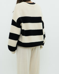 OAK + FORT Cream Striped Knit Sweater (XS-XL)