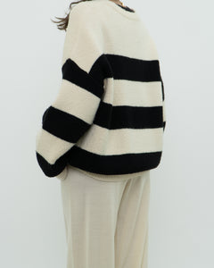 OAK + FORT Cream Striped Knit Sweater (XS-XL)