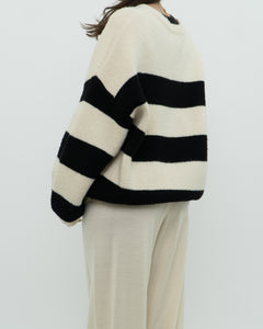 OAK + FORT Cream Striped Knit Sweater (XS-XL)