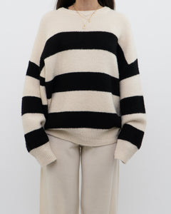 OAK + FORT Cream Striped Knit Sweater (XS-XL)