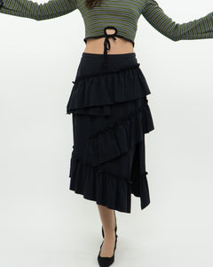 Modern x DIZZIT Off-Black Frilly Midi Skirt (XS)