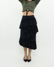 Load image into Gallery viewer, Modern x DIZZIT Off-Black Frilly Midi Skirt (XS)