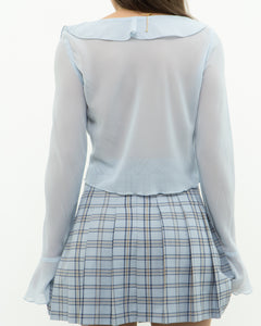 Modern x Baby Blue Sheer Frilly Blouse (XS, S)