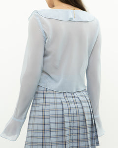 Modern x Baby Blue Sheer Frilly Blouse (XS, S)