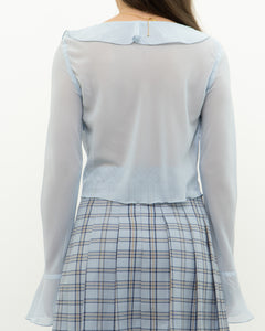 Modern x Baby Blue Sheer Frilly Blouse (XS, S)