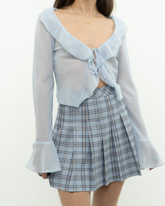 Modern x Baby Blue Sheer Frilly Blouse (XS, S)