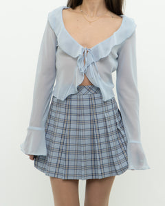 Modern x Baby Blue Sheer Frilly Blouse (XS, S)