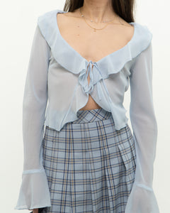 Modern x Baby Blue Sheer Frilly Blouse (XS, S)