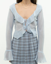 Load image into Gallery viewer, Modern x Baby Blue Sheer Frilly Blouse (XS, S)