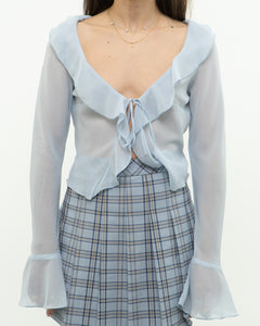 Modern x Baby Blue Sheer Frilly Blouse (XS, S)