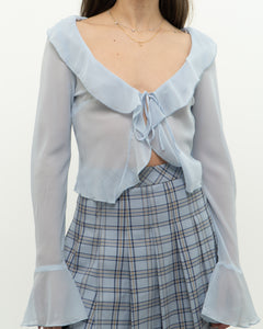 Modern x Baby Blue Sheer Frilly Blouse (XS, S)