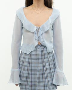 Modern x Baby Blue Sheer Frilly Blouse (XS, S)