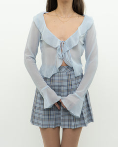 Modern x Baby Blue Sheer Frilly Blouse (XS, S)