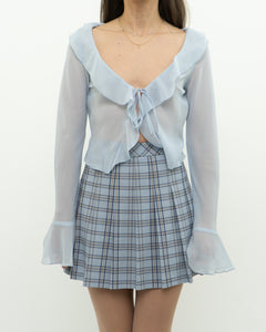 Modern x Baby Blue Sheer Frilly Blouse (XS, S)