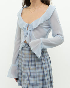 Modern x Baby Blue Sheer Frilly Blouse (XS, S)