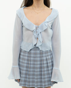 Modern x Baby Blue Sheer Frilly Blouse (XS, S)