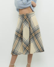 Load image into Gallery viewer, Vintage x Made in Germany x MONDI Beige, Blue Plaid Pure Wool Skirt (XS)