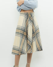 Load image into Gallery viewer, Vintage x Made in Germany x MONDI Beige, Blue Plaid Pure Wool Skirt (XS)