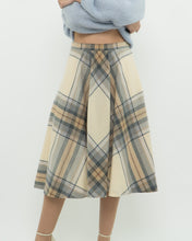 Load image into Gallery viewer, Vintage x Made in Germany x MONDI Beige, Blue Plaid Pure Wool Skirt (XS)