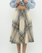 Load image into Gallery viewer, Vintage x Made in Germany x MONDI Beige, Blue Plaid Pure Wool Skirt (XS)