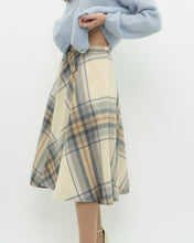 Load image into Gallery viewer, Vintage x Made in Germany x MONDI Beige, Blue Plaid Pure Wool Skirt (XS)