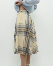 Load image into Gallery viewer, Vintage x Made in Germany x MONDI Beige, Blue Plaid Pure Wool Skirt (XS)