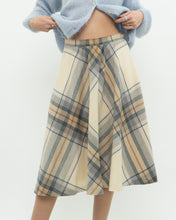 Load image into Gallery viewer, Vintage x Made in Germany x MONDI Beige, Blue Plaid Pure Wool Skirt (XS)