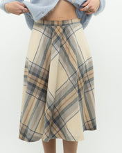 Load image into Gallery viewer, Vintage x Made in Germany x MONDI Beige, Blue Plaid Pure Wool Skirt (XS)