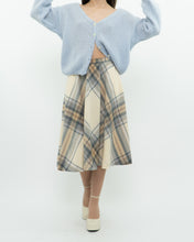 Load image into Gallery viewer, Vintage x Made in Germany x MONDI Beige, Blue Plaid Pure Wool Skirt (XS)