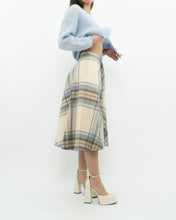 Load image into Gallery viewer, Vintage x Made in Germany x MONDI Beige, Blue Plaid Pure Wool Skirt (XS)