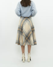 Load image into Gallery viewer, Vintage x Made in Germany x MONDI Beige, Blue Plaid Pure Wool Skirt (XS)