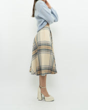 Load image into Gallery viewer, Vintage x Made in Germany x MONDI Beige, Blue Plaid Pure Wool Skirt (XS)