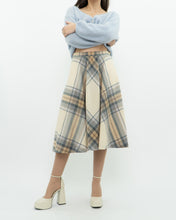 Load image into Gallery viewer, Vintage x Made in Germany x MONDI Beige, Blue Plaid Pure Wool Skirt (XS)