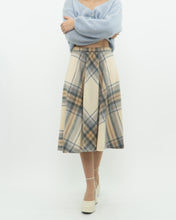 Load image into Gallery viewer, Vintage x Made in Germany x MONDI Beige, Blue Plaid Pure Wool Skirt (XS)