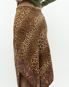 Vintage x GAP Silk Leopard Print Skirt (M)