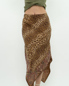 Vintage x GAP Silk Leopard Print Skirt (M)