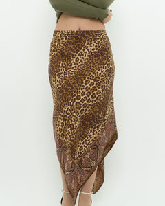 Vintage x GAP Silk Leopard Print Skirt (M)