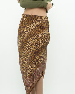 Vintage x GAP Silk Leopard Print Skirt (M)