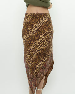 Vintage x GAP Silk Leopard Print Skirt (M)