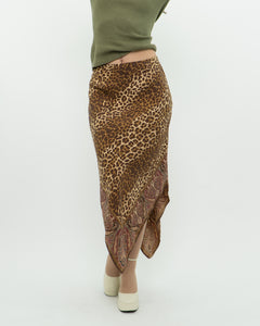 Vintage x GAP Silk Leopard Print Skirt (M)