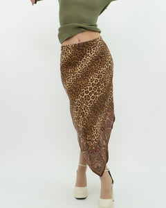 Vintage x GAP Silk Leopard Print Skirt (M)