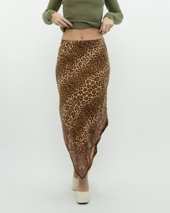 Vintage x GAP Silk Leopard Print Skirt (M)