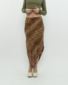 Vintage x GAP Silk Leopard Print Skirt (M)