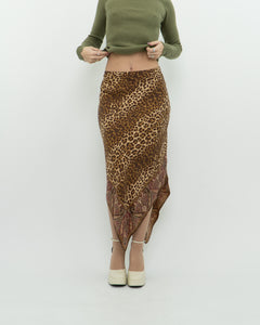 Vintage x GAP Silk Leopard Print Skirt (M)