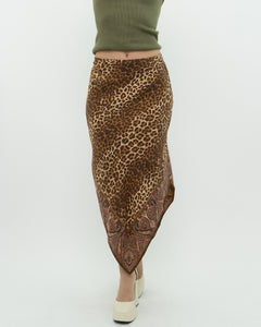 Vintage x GAP Silk Leopard Print Skirt (M)