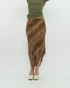 Vintage x GAP Silk Leopard Print Skirt (M)